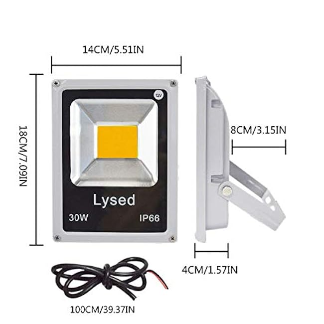 12 Volt Flood Light Bowfishing Lights 30W Low Voltage Flood Lights Outdoor IP66 Waterproof (Warm Light 2Pack)