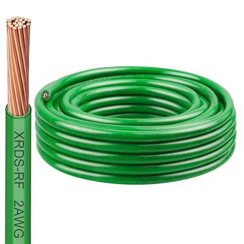 Image of 2 AWG THHN Stranded Bare Copper Wire 25FT Green Grounding Wire, Electrical Wire, 600V Rated Building Wire, Ideal for Panel Wiring, Grounding, Lighting Circuits, Control Systems