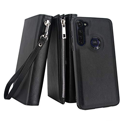 Lacass Magnetic Detachable PU Leather Zipper Wallet Case Cover with Card Slot Wrist