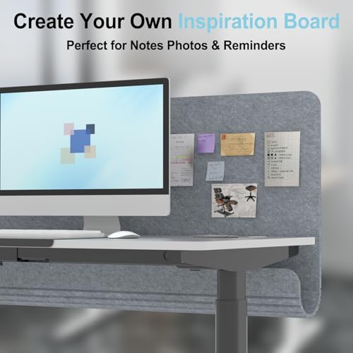 Image of Desk Privacy Panel with Wire Management, 47.2 x 22.5 inch Sound Absorbing Felt Cubicle Desk Divider with Hidden Cord Organizer, Clamp or Screw Mount, Acoustic Partition for Office & Home