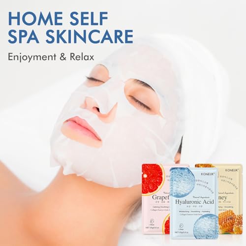 Image of 9 Pack Collagen Face Masks Skincare for Women, Hydrating Sheet Face Masks