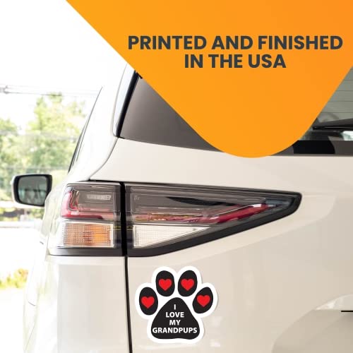 Image of I Love My Grandpups with Hearts Pawprint Car Magnet 5 Inch, Dog Lover Gift