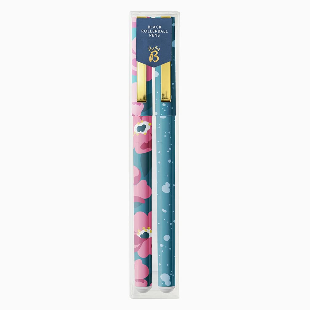 Busy B 2-Pack Rollerball Pens – Floral & Pine Spray, Black Ink