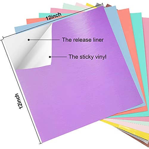 Mecolour Permanent Adhesive Craft Vinyl 10 Sheets Bundle, 12" X 12", 10 Assorted Colors Vinyl Sticker For Cricut & Any Cutter Machine For Birthday Party Office Home Diy Decorating Craft #TOP2