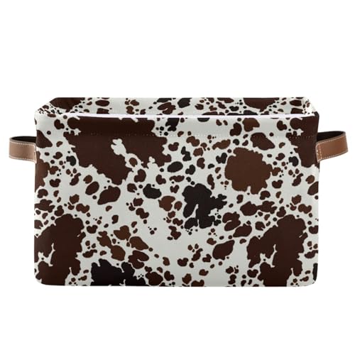 YEGAME Storage Basket Cow Print Rectangular Collapsible Canvas Shelves Storage