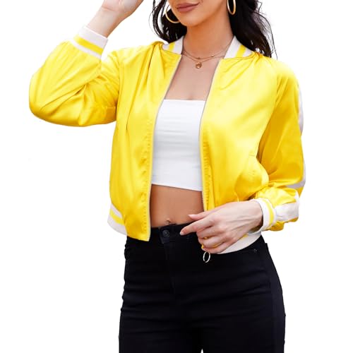 Zando Bomber Jacket Women 2025 - Lightweight Cropped Jacket Zip Up Casual Striped Women Jackets Trendy Outerwear with Pockets