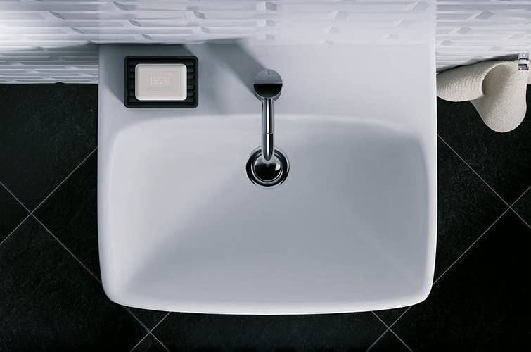 VBChome Aufsatzwaschbecken 45x35 cm Weiß Aufsatzwaschbecken mit Loch mit Überlauf ein Waschbecken zum Einbau mit Unterschrank unter dem Waschbecken Modern Einfache Montage