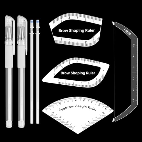 Lanties 6 Pcs Drawing Eyebrow Template Set Include Arch Brow Mapping Ruler Brow Mapping Pen Eyebrow Measuring Tool Microblading Measuring Tool for Home Salon Use All Face Types