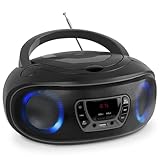 DENVER TCL-212BT Bluetooth Boombox mit Top-Loading CD-Player, USB MP3-Wiedergabe, FM-Radio, AUX und 2x2W RMS