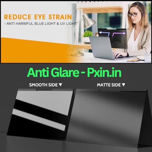 Image of Pxin 40Cm (16:9) Laptop Privacy Screen | Digital EyeCare Filter | 99% UV (A /B /C) Block | Anti Glare | Side View Blocker | Adv. Laptop Privacy Protector