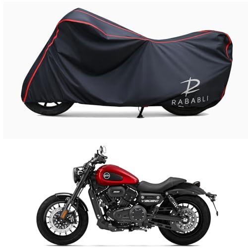 Image of Waterproof Bike Body Cover Compatible for | Keeway V302C | Taffeta Fabric, Red Piping Design, Bottom Elastic Fit | Dustproof, Sun UV & Rain Protection for All Bikes