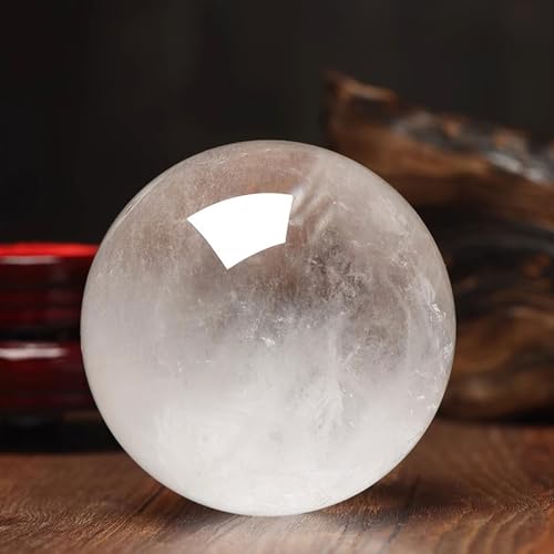 Quartz sculpture figurine de sorcellerie avec boule de cristal et socle bois