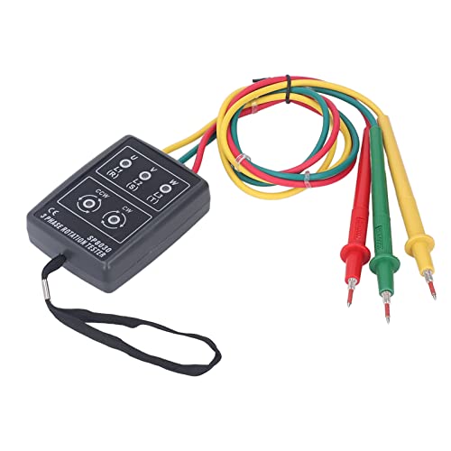 5 LED Indicator Phase Rotation Meter, 3 Test Leads Sequence Rotation Tester Used in Home, Factory, 700mm, 60V to 600V AC