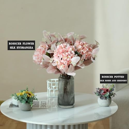 Image of TIED RIBBONS Pack of 6 Artificial Eucalyptus Flowers Bunches (Pink, 19.6 Inch) - for Vase Pot Home Decoration Home Decor Living Room Side Table Centerpiece (Vase not Included)