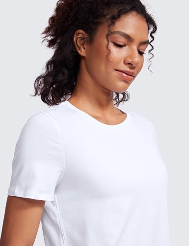 Crz Yoga R748A Women'S Pima Cotton Short Sleeve Workout Shirts Casual Yoga T-Shirt Soft Athletic Tee Top White Medium thumb #4