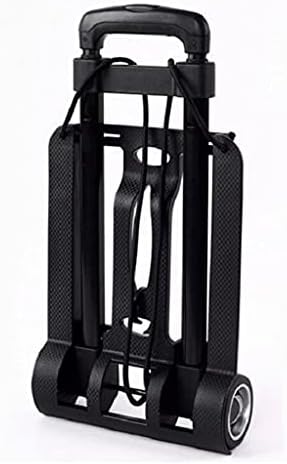 Heavy Duty Folding Hand Trolley Cart - 25kg Capacity, Portable Travel Luggage & Shopping Cart, Compact Black Barrow, 24x32x96cm, Convenient & Durable Design for Easy Transport