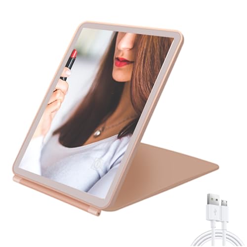 Espejo de Maquillaje Plegable Portátil con Luz LED Ajustable