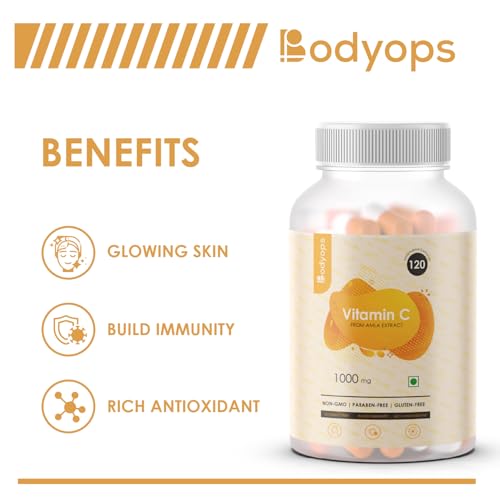 Bodyops L-Glutathione Capsules For Healthy & Radiant Skin For Men & Women With Vitamin C (Glutathione + Vitamin C)