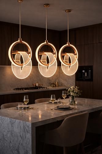 Image of FILLISKA 3 in1 Colour Changing LED Luxurious Hanging /Pendant Light (FrenchGold-MX8111)
