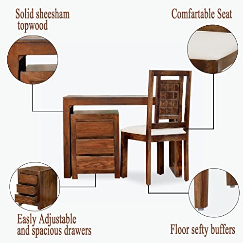 Image of Solid Sheesham Wood Study Table for Adults | Computer Table for Home | Wooden Writing Desk | Office Table for Office Work | Work from Home Table with 2 Drawers (10)