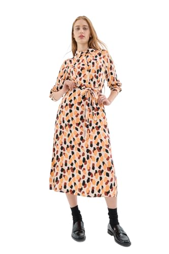 Robe à pois jaune femme robe d'été vintage fluide vêtement de mi-saison imprimé rétro