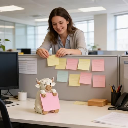 Porte-bloc-notes de vache avec distributeur de notes adhésives pour bureau - 3