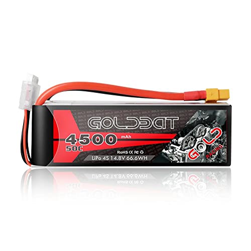 GOLDBAT 14,8V 50C 4500mAh 4S LiPo Batterie RC Akku mit XT60 Stecker für RC Flugzeug Quadcopter Drone Hubschrauber RC Auto Truck Racing Hobby (1 Pack) Cover