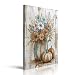 Canvas Wall Art Framed Vintage Wildflower Pumpkin Bouquet Country Cottage Wall Decor Neutral Blue Orange Prints Posters Painting Artwork for Bedroom Entryway Office Thanksgiving Hallway 16x24 Inches