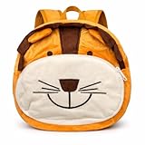 Mini Mochila Infantil de Bichinhos em Poliéster Tipo Pelúcia 2 Bolsos, Alça Regulável, Leve e Resistente para Escola, Passeio e Dia a Dia Estampa de Animais. (Leão)