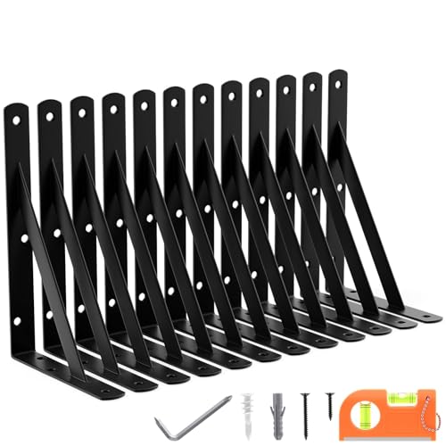 12-Pack 9 Inch Heavy Duty Shelf Brackets, Large Floating Shelf Bracket