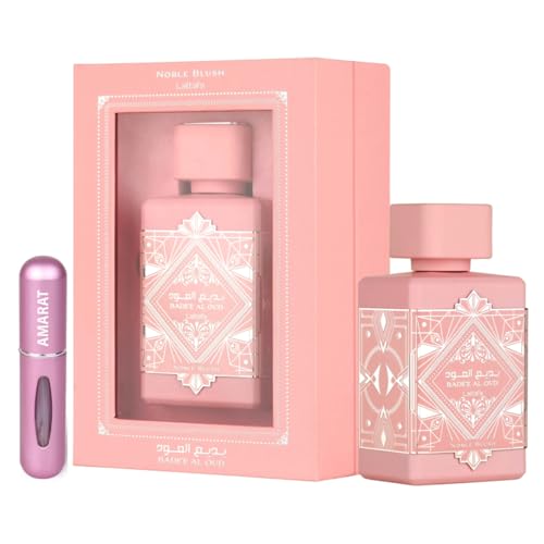 Perfume Badee Al Oud Noble Blush Original 100ML, Perfume Árabe para Mujer de Larga Duración, EDP Importado de Dubái, Incluye Atomizador 5ML AMARAT, Fragancia Dulce, Florales y Orientales (Noble Blush)