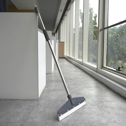 Image of Nayasa Blade Wiper Length 41cm | Heavy Duty Bathroom & Floor Cleaning Wiper with Long Handle Plastic & Rubber Blade | Suitable for Home, Office, Kitchen, Tiles & Wet Floors | Grey