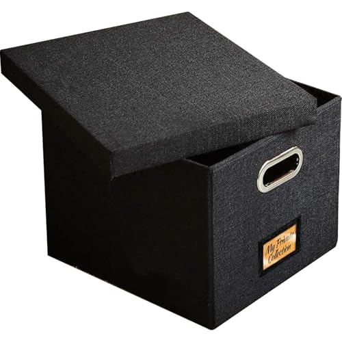 Caja para discos de vinilo de lino premium con tapa y asa 2