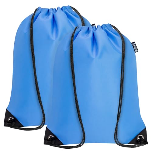 CALACH 2PCS Drawstring Bags Bulk, String Backpack for Men Women, Cinch Bag Draw String Back Bag for Gym, Sports, Travel, Swimming, Beach, Lake blue