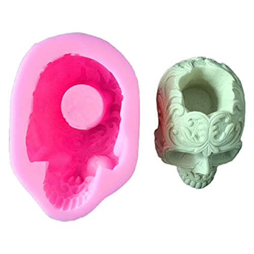 Zashi Skull Head Ashtray Epoxy Resin Mold - Flowerpot Plant Pot Silicone Mould DIY Crafts Plaster Home Decoration Ornaments Mold