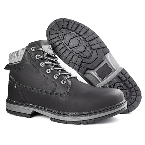 Image of CC-Los Men's Ankle Chukka Work Boots Durable Outdoor Comfort with Anti-Slip Sole Cushioned Support Size Black 11.5