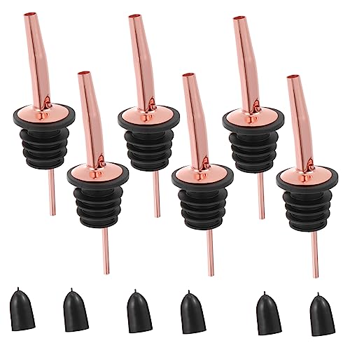 SOLUSTRE 6pcs Assorted Color Wine Pourers for Cocktails Spirits Wine Spouts Reusable Bottle Stoppers for Easy Pouring Freshness Preservation