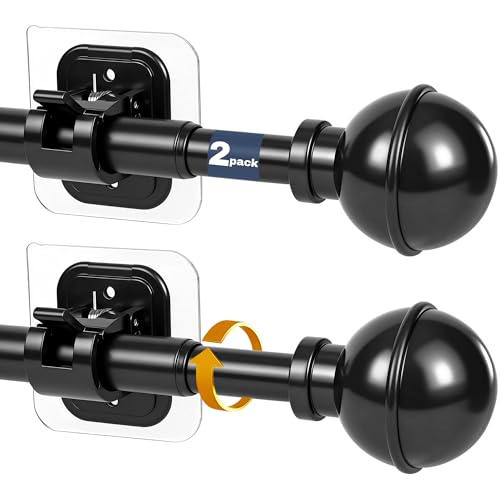 2 Pack Adhesive Curtain Rod No Drilling for Renter 27 to 84 Inch Adjustable