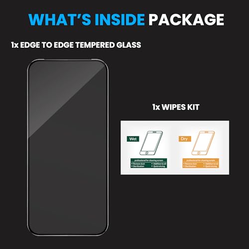 Image of FIRST MART Tempered Glass for Google Pixel 9 & Pixel 9 Pro, 9H Full-Glue Screen Protector, 3D Edge-to-Edge, HD Clear, Oleophobic, Case-Friendly, Black, Pack of 1