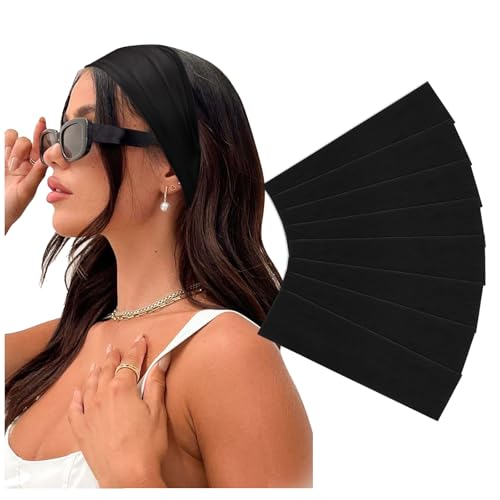 Image of DRESHOW 8 Pack Sports Headbands for Women Non-Slip Stretchy Fashion HairBand Curly Hair Headband Soft Hair Accessories for Daily Wear Workout Yoga Running