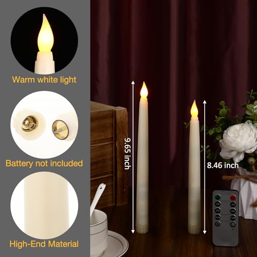 Velas cónicas sin llama con temporizador y mando regulador para iluminar cenas elegantes 3