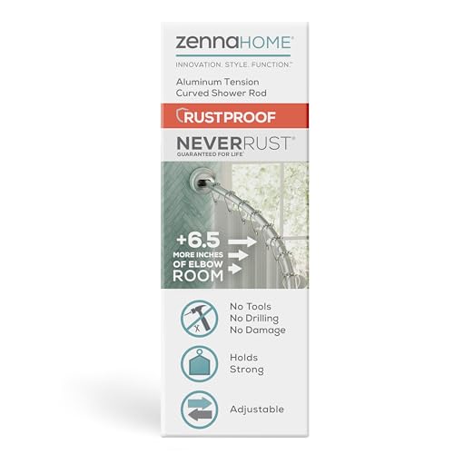 Zenna Home Rustproof Curved Shower Curtain Rod, No Drill...
