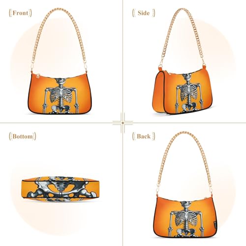 Halloween Skeletons Shoulder Bag for Women, Handbag with Chain Strap, Soft Purse Tote Bag for Ladies3
