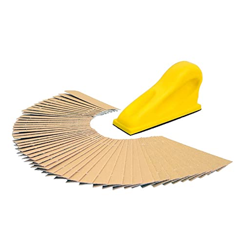 QAIXAG Juego de 50 microlijadoras de 3,5" x 1" for Detalles de minilijadora, Herramientas de Lijado a Mano + Papel de Lija, Grano Surtido for Manualidades de Bricolaje, Pulido de Madera