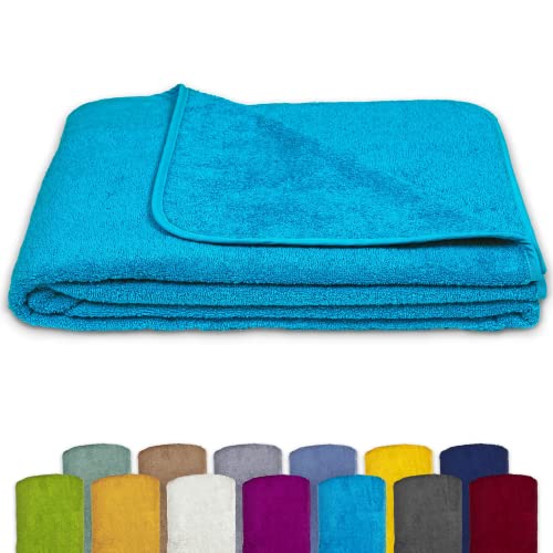 KiGATEX Frottee-Decke 150x200 cm – 100 prozent Baumwolle, Sommerdecke und Tagesdecke – Oeko-TEX Zertifiziert, waschbar, weich und atmungsaktiv – Farbe: Ocean