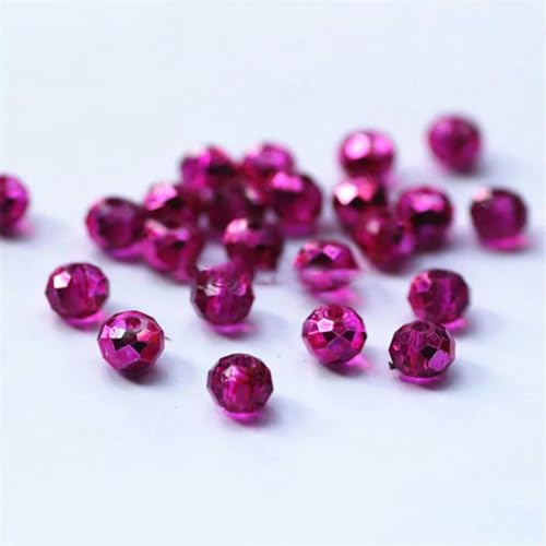 Isywaka - Cuentas de cristal facetadas de Austria, 50 unidades, colores rojo oscuro, 4 x 6 mm, espaciadoras sueltas, redondas, para fabricación de joyas, color rosa ran