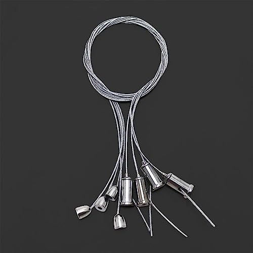 Image of Leadigol 4pcs Picture Hanging Wire with Loop Hook, 100cm Adjustabl Lighting Light Suspension Cables Kit, Steel Hanging Chains, Lamp Sling Lifting Wire Accessory Kit Ceiling Light Steel Rope