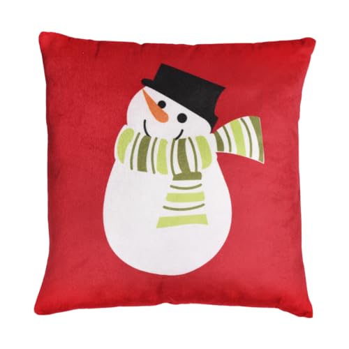 Image of Ultra 13 inch Christmas Snowman Soft Premium Plush Cushion Pillow in Red | Perfect for Snuggling and Playtime | Animal Toy Birthday | Anniversary | Christmas | Diwali | Home Decor