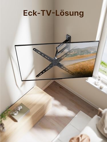 monTEK W pełni ruchomy uchwyt ścienny do większości płaskich telewizorów i monitorów LCD 13-55", wychylny, wychylny, wysuwany, obrotowy z ramionami przegubowymi, maks. VESA 400 x 400 mm, do ~ 25 kg