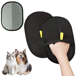 AMFUN 2PCS Fell Magnet Handschuh, Antistatischer Handschuh zur Entfernung von Tierhaaren, Doppelseitige Handschuhe zur Tierpflege für Kleidung, Sofas, Teppiche, Autoinnenräume